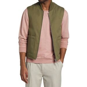 OFFICINE GENERALE Vest Mens Medium Green Double Pocket Zip Up Olive DEAN $595